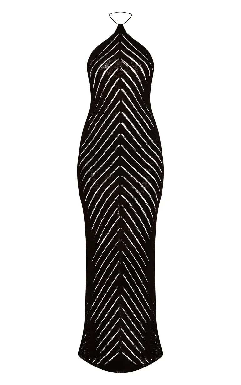 black beach dress maxi Caicos Cut-Out Halterneck Maxi Dress in Black