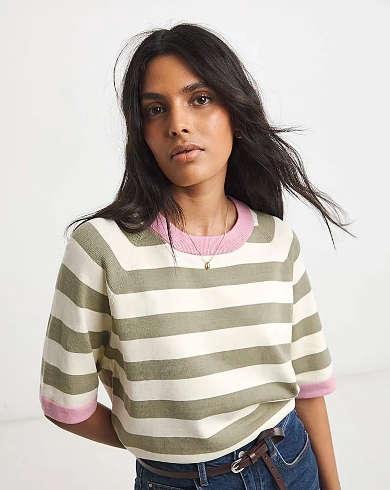 Simply Be Stripe Half Sleeve Jumper - 1