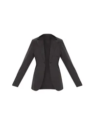 Black Woven Cinched Curve Hem Blazer - 4
