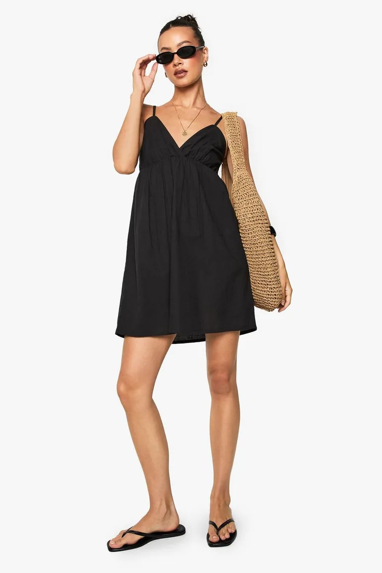 chinese dress ladies Anya Linen Halter Mini Dress - Oat Marle main image 1