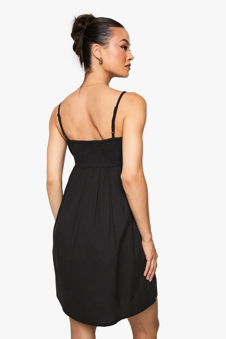 Tall Linen Look Cami Swing Mini Dress - black Boohoo Black : Dresses :  VogaCloset Oman
