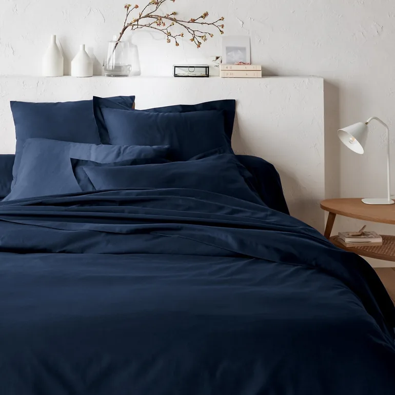 شرشف سرير بولي قطن سادة بحواف مطاطية - 5