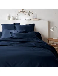 شرشف سرير بولي قطن سادة بحواف مطاطية - 5