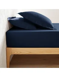 شرشف سرير بولي قطن سادة بحواف مطاطية - 2