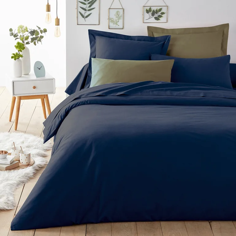 شرشف سرير بولي قطن سادة بحواف مطاطية - 1