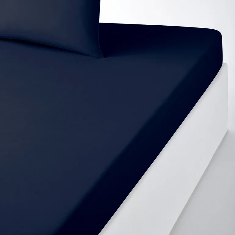 شرشف سرير بولي قطن سادة بحواف مطاطية