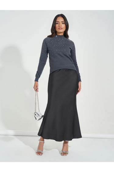 Embellished Detail High Neck Sweater