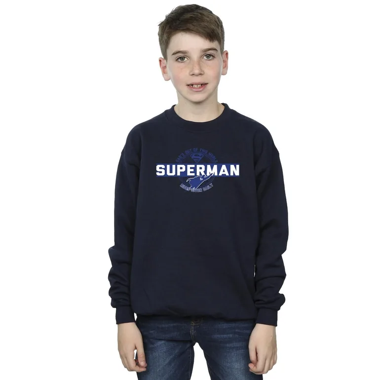 DC Comics Boys Superman Out Of This World Sweatshirt - Navy Blue