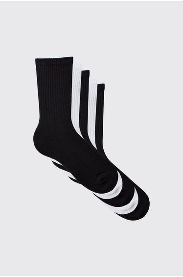 5 Mix Plain Sport Socks - black