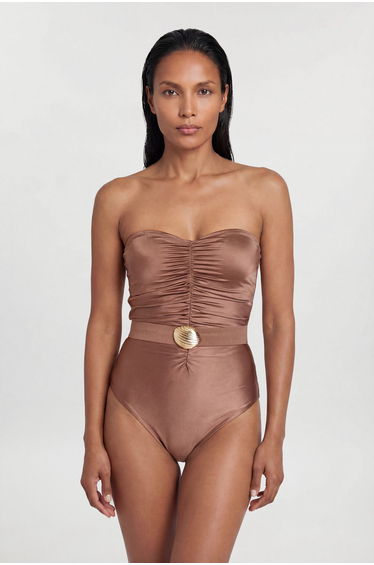 Metallic Belt Detail Bandeau Swimsuit