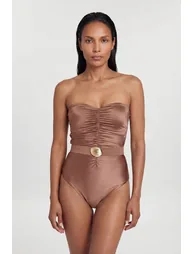 Metallic Belt Detail Bandeau Swimsuit
