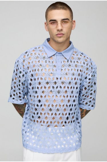 Oversized Knitted Crochet Polo