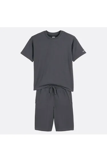 Fleece 2-Piece Outfit, Short Sleeve Sweatshirt and Bermuda Shorts