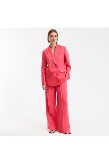 Full-Cut Linen Double-Breasted Blazer