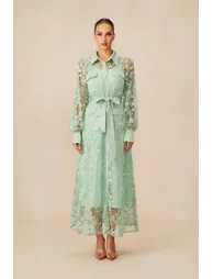 Rosa Sheer Lace Long Sleeve Maxi Dress