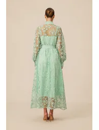 Rosa Sheer Lace Long Sleeve Maxi Dress - 5