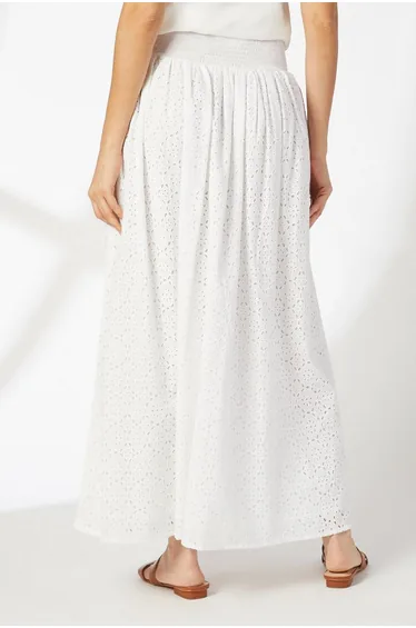 Ivory Broderie Maxi Skirt