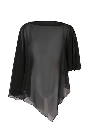 Black Unlined Cape Party Blouse
