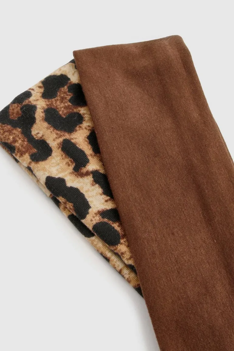 2 Pack Leopard Jersey Headbands - leopard - 2