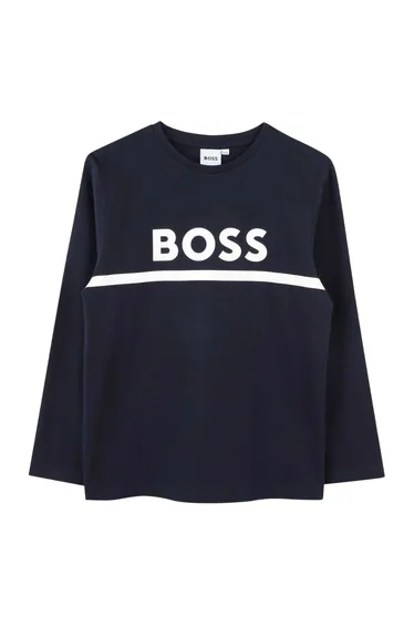 Boss Boys Logo Long-Sleeved T-Shirt - Navy