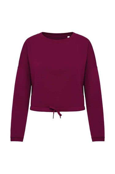 Native Spirit Womens/Ladies Oversized Crop Sweatshirt - Cherry Purple
