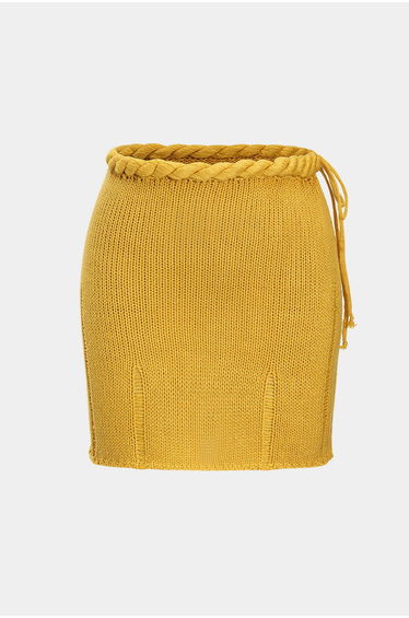 Knit Braided Tie-Up Skirt