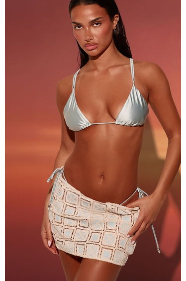 White Crochet Squares Mini Beach Skirt