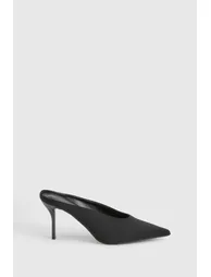 Pointed Mule Court Shoes - black - 1