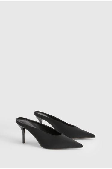 Pointed Mule Court Shoes - black