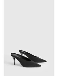 Pointed Mule Court Shoes - black