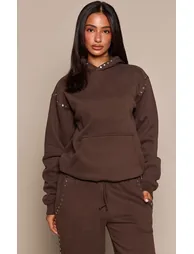 Petite Chocolate Stud Detail Hoodie - 1