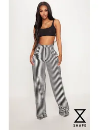 Shape Black Striped Wide Leg Trousers