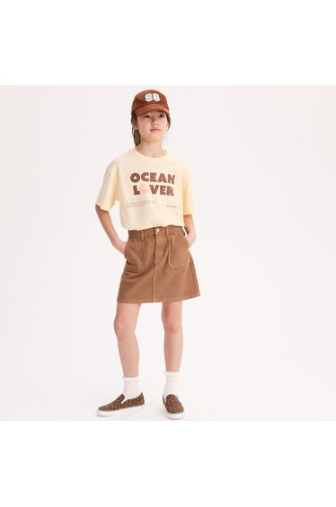 Crew Neck Short Sleeve T-Shirt with Slogan Printed On Front