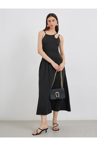 Asymmetric Neck Strappy Dress