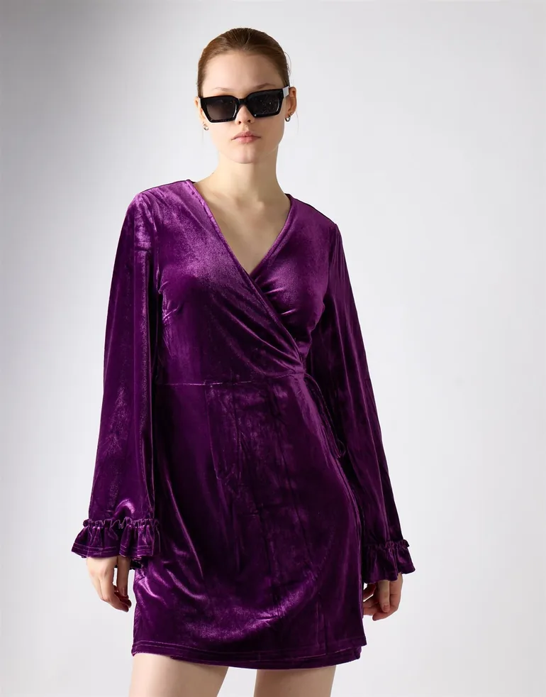 Wine Mini Wrap Dress - 1