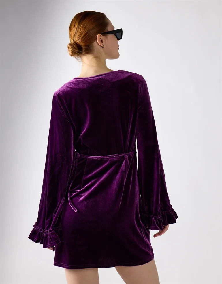 Wine Mini Wrap Dress - 3