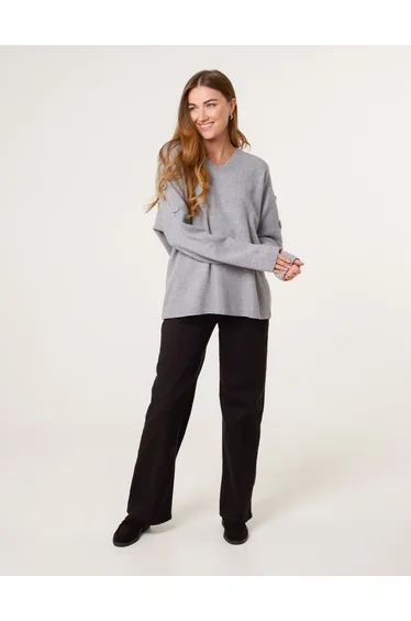 V Neck Button Jumper