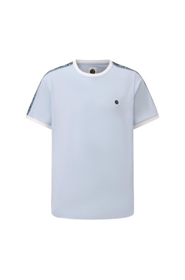 Pretty Green Mens Paisley Logo T-Shirt - Light Blue