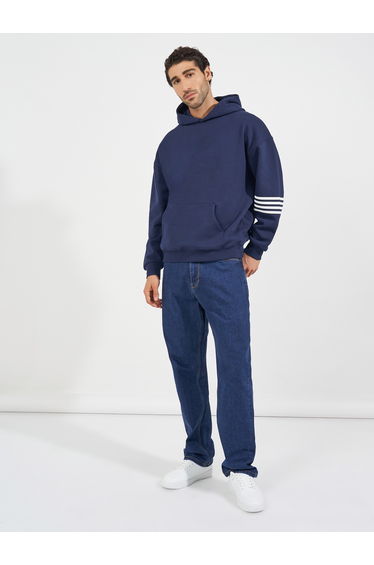 Stripe Print Heavy Oversized Hoodie