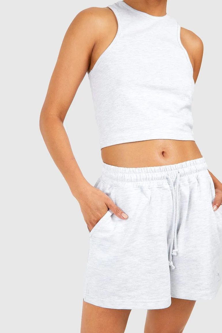Racer Top And Sweat Short Set - ash grey - 3