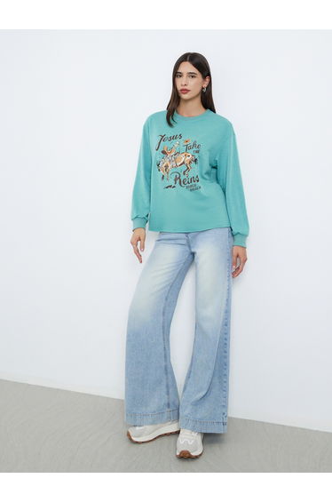 Green Graphic Print Regular Fit T-Shirt
