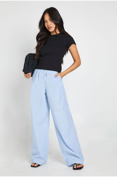 Petite Basic Rib Short Sleeve Fitted Top - black