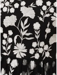 Maya Black Floral Embroidered Short Sleeve Midaxi Dress - 5