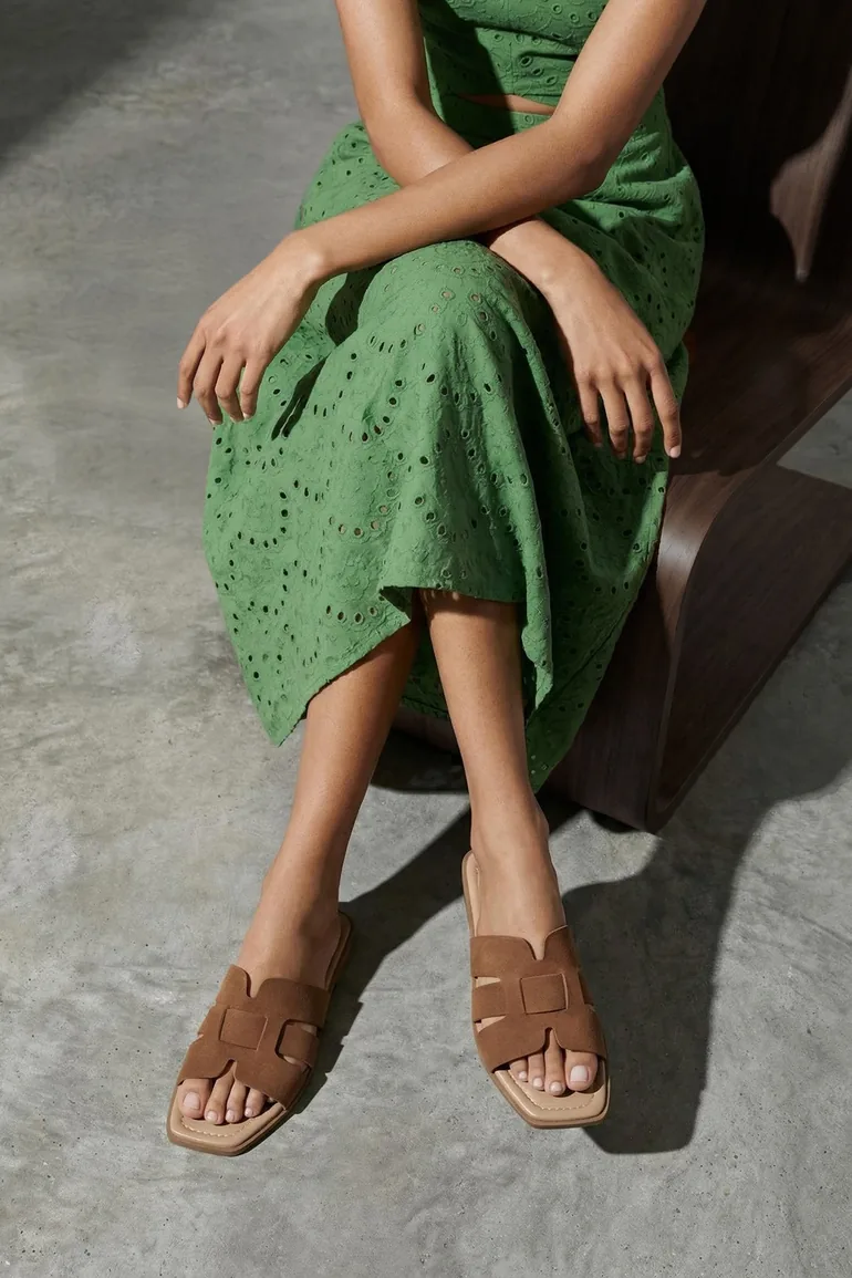 Tan Single Band Brown Daily Women's Slippers