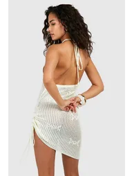 Petite Crochet Keyhole Mini Beach Dress - 1
