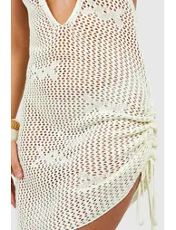 Petite Crochet Keyhole Mini Beach Dress - 3
