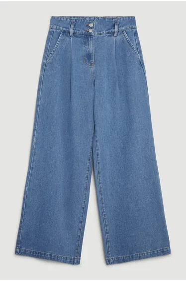 Denim Indigo Wide Leg Trousers