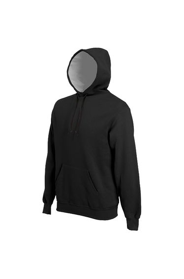 Kariban Mens Heavy Contrast Hooded Sweatshirt / Hoodie - Black