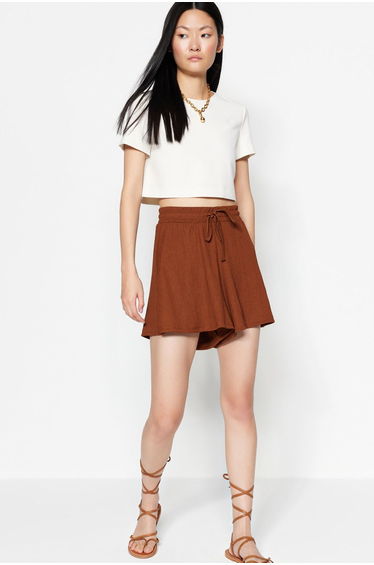 Shorts - Brown - High Waist