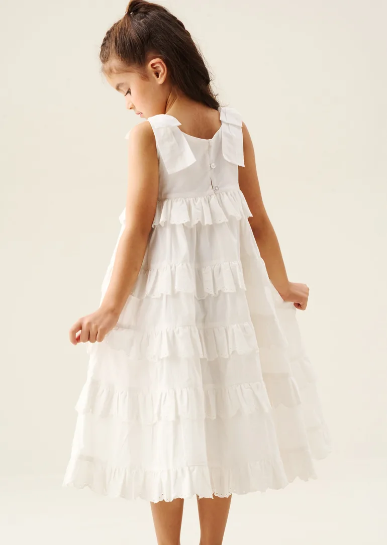 Yasmine Bow Strap Detail Tiered Midaxi Dress - 2